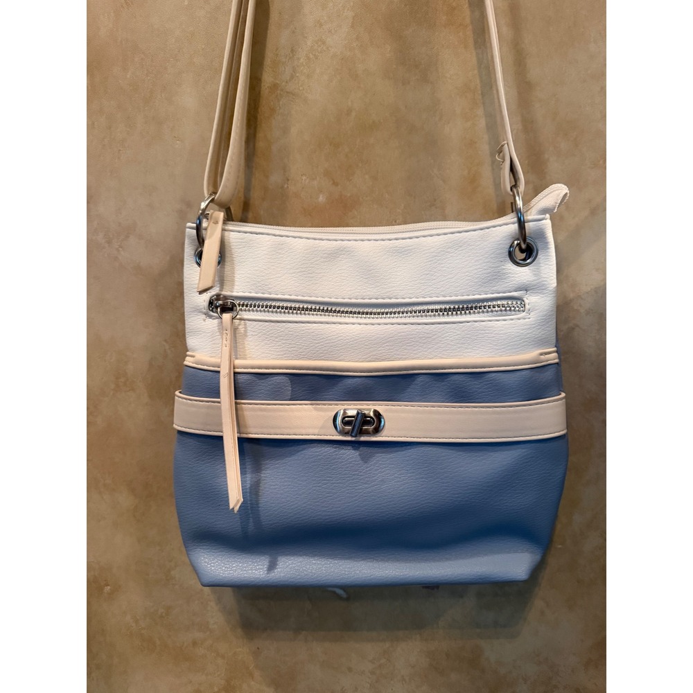 Nautical Colorblock Blue White Crossbody Bag Turn Lock TT221112-BLU